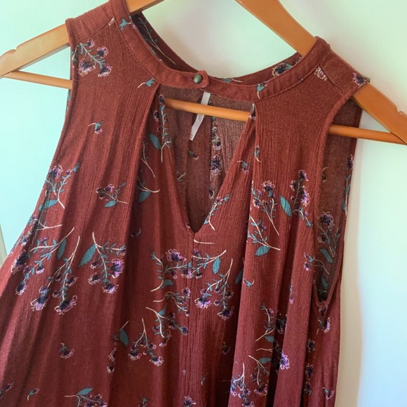 Red floral Free People dress / top XS - Picture 2 of 10